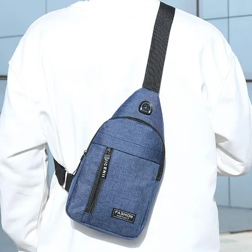 Miniatura 3 de Pequeña bolsa cruzada negra, bolsa de hombro para hombres y mujeres, bolso bandolera de pecho con una correa de viaje, Azul