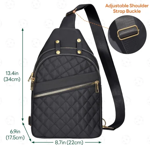 Miniatura 7 de NiHome Bolsa de pickleball para 2 paletas, mochila cruzada de pickleball para mujeres y hombres, correa ajustable, color negro, Negro (actualizado)