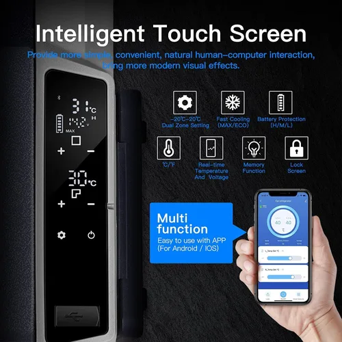 Miniatura 6 de BODEGACOOLER Refrigerador de Coche de 12 Voltios, Congelador Portátil de 38 Cuartos de Galón, Refrigerador para Coche de Doble Zona con Control por