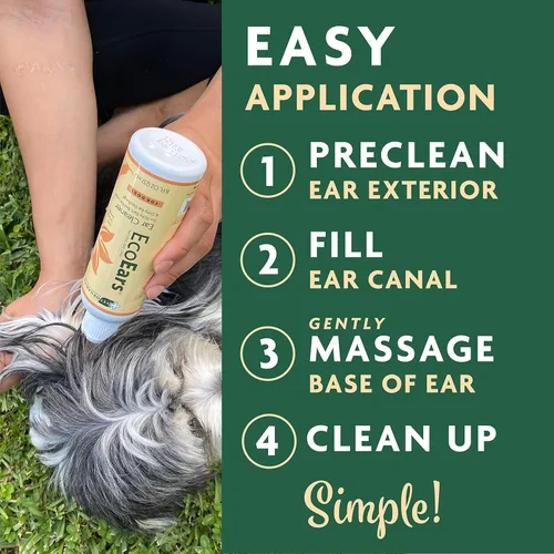 Miniatura 3 de Vet Organics EcoEars Limpiador de oídos para perro, fórmula natural para acumulación de olor y cera, limpia suavemente las orejas de perro, paquete