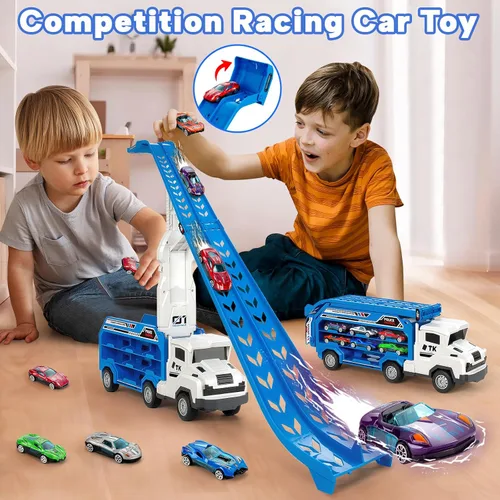 Miniatura 5 de BainGesk Juguetes de Camión de Coches para Niños y Niñas de 3, 4, 5, 6 Años, Pista de Carreras de 25 Pulgadas con Juguetes de Camión, Camión