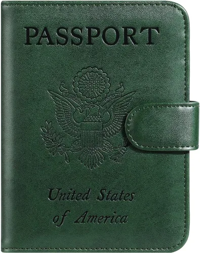 Miniatura 17 de Funda para pasaporte, cartera con bloqueo RFID, funda de piel para tarjetas, accesorios de viaje para mujeres y hombres, negro