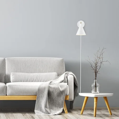 Miniatura 3 de Globe Electric 65542 - Candelabro de pared de 1 luz con enchufe o cableado, blanco mate, acento en latón, interruptor giratorio de atenuación sin