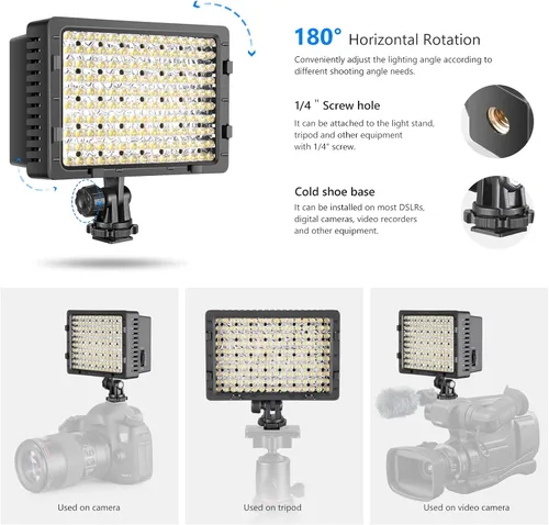 Miniatura 5 de Foco para cámaras, de la marca Neewer, de 160 LED, alta potencia y regulable