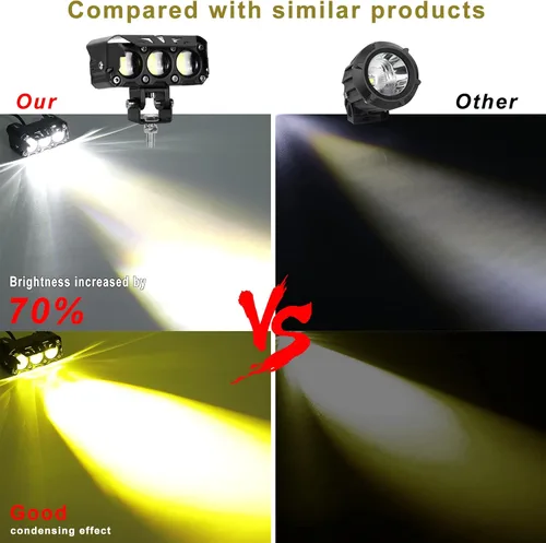 Miniatura 8 de KAWELL Luz de conducción LED de 60 W, luz antiniebla auxiliar, foco LED, IP68, impermeable, doble color, luz de trabajo LED para motocicleta