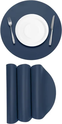 Miniatura 14 de UXCELL 4 manteles individuales de piel sintética para mesa de comedor, manteles redondos de piel sintética, resistentes al calor, impermeables, a