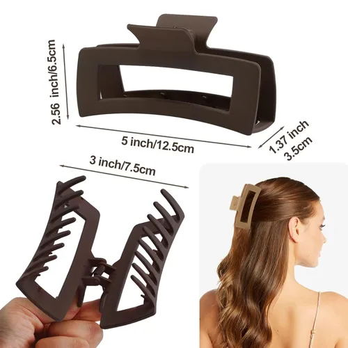 Miniatura 5 de Pinzas para el cabello XL de 5 pulgadas, pinzas cuadradas antideslizantes de gran tamaño para cabello grueso y largo rizado, 6 colores, juego