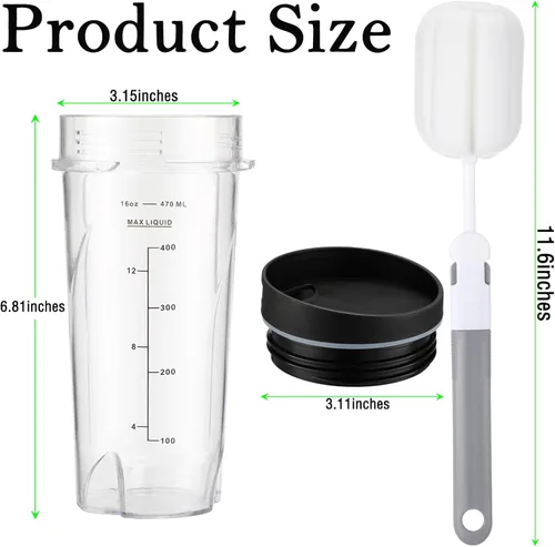 Miniatura 6 de Vasos de repuesto para licuadora Ninja BL660 profesional compacta licuadora y procesamiento de alimentos, piezas de repuesto de vaso de licuadora