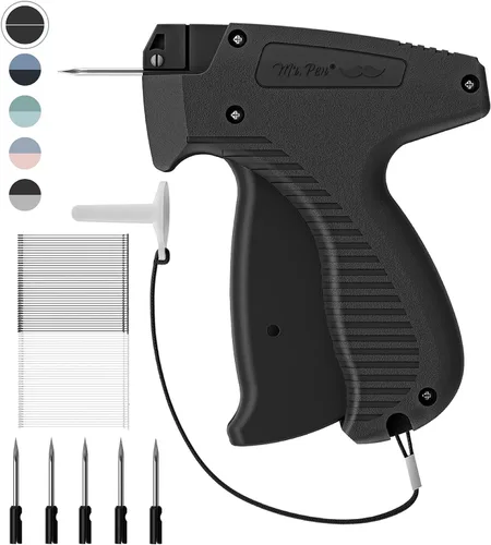 Mr. Pen - Pistola Etiquetadora, 5 Agujas y 1008 Piezas de Sujetadores, Negra, Pistola para Etiquetas de Precio, Pistola de Etiquetado para Ropa,