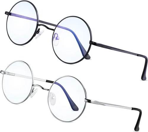 Miniatura 14 de Brigtlaiff - Lentes redondos con bloqueo de luz azul para hombres y mujeres, anteojos para computadora, juegos y TV, antifatiga ocular con marco