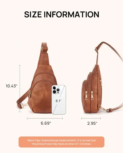 Miniatura 180 de Telena Riñonera pequeña para mujer, de cuero, cangureras, bolsa de pecho para mujer