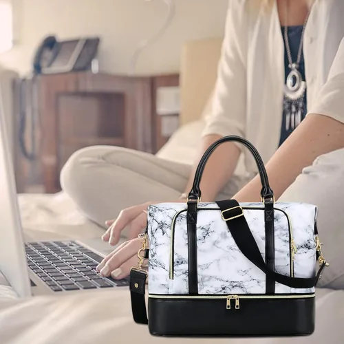 Miniatura 23 de CAMTOP - Bolsa de viaje de fin de semana para mujer, bolsa de lona con espacio para laptop de15.6 pulgadas