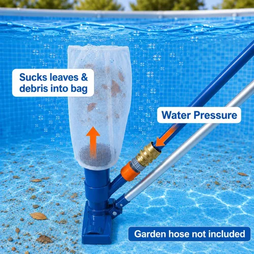 Miniatura 4 de Aspiradora de chorro de piscina mejorada con cepillo y poste de 56 pulgadas, para piscina sobre el suelo/inflable, bañera de hidromasaje, estanque