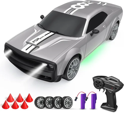 Miniatura 10 de Coche de control remoto 4WD RC Drift Car 2.4GHz escala 1:20 20 KM/H auto de carreras de alta velocidad con 2 baterías recargables, luces LED, 50