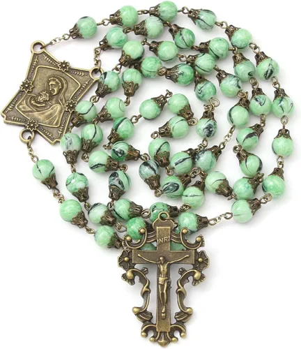 Miniatura 88 de KOMI Rosario de cuentas católicas para mujer, collar de cuentas de rosario con cruz de crucifijo, perlas de cristal, rosario, rosarios, católicos
