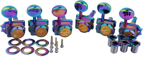 Miniatura 7 de Guyker Afinadores de cuerda de bloqueo de guitarra vintage de 6 en línea – Clavijas de afinación de bloqueo, cabezales de máquina, piezas de Relic
