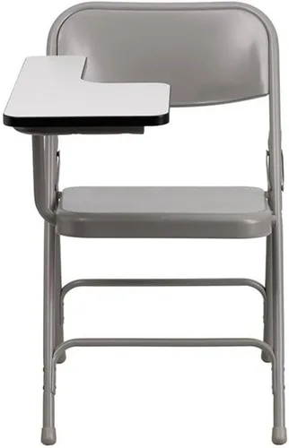 Pemberly Row Silla plegable de acero de alta calidad con brazo derecho para tableta, superficie laminada, marco de acero resistente de calibre 18,
