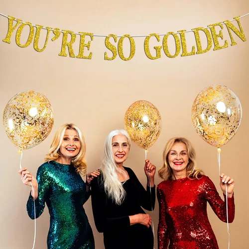 Miniatura 5 de Cartel dorado con texto en inglés "You're So Gold", letrero de feliz cumpleaños dorado, suministros de decoración de fiesta de cumpleaños