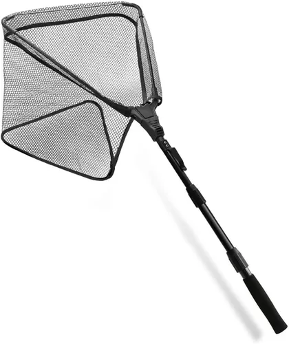 Miniatura 8 de SAN LIKE Red de pesca para peces Red de aterrizaje plegable con mango de poste de goma telescópico antideslizante para niños y adultos en agua