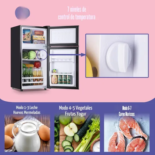 Miniatura 3 de DEMULLER - Refrigerador pequeño de 2.4 pies cúbicos con congelador, refrigerador para dormitorio con estantes de plástico removibles, ideal