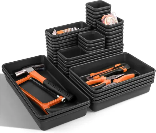 Miniatura 8 de Takytao【48Pcs】【5 Tamaños】Organizador de Caja de Herramientas, Juego de Divisores de Bandeja Organizadora de Cajones, Almacenamiento de Herramientas