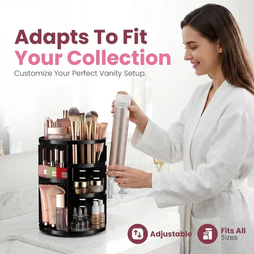 Miniatura 4 de Organizador de maquillaje giratorio de 360 grados – Altura ajustable y totalmente giratorio. El organizador de cosméticos perfecto para el tocador