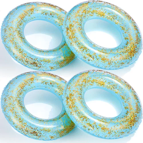 Flotador inflable de piscina con purpurina de 30 pulgadas, tubo de natación con confeti dorado, tubo interior de natación para adultos, flotadores
