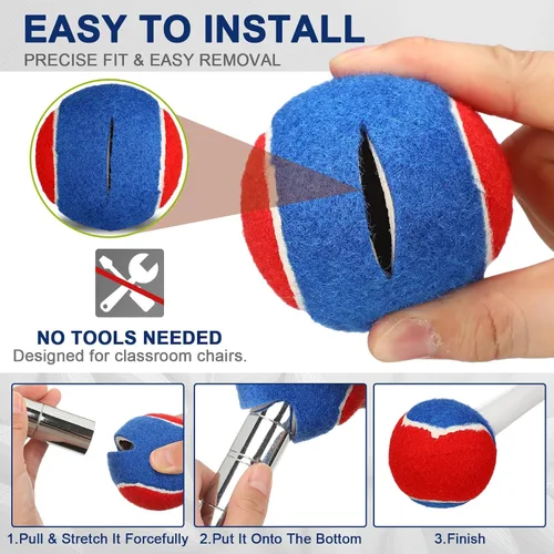 Miniatura 3 de Chunful 32 pelotas de tenis para patas de silla, protectores de piso, pelotas de tenis precortadas a granel para sillas de aula, escritorios