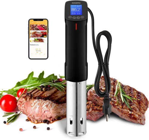 INKBIRD WIFI Sous Vide Cooker ISV-100W, Máquina Sous Vide de 1000 vatios, Circulador de Inmersión con 14 Recetas Preestablecidas en APP y Función de