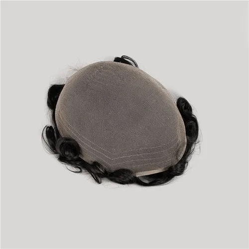 Miniatura 4 de Amiable Toupee para hombres, cabello humano, encaje francés, sistemas de reemplazo de cabello para hombre, suave blanqueado, frontal, aspecto #1