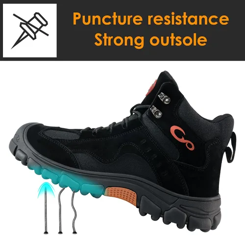 Miniatura 5 de Ablanczoom Botas de trabajo para hombre con puntera de acero, calzado de construcción, antideslizante, cómodo, transpirable, duradero, botas de Negro