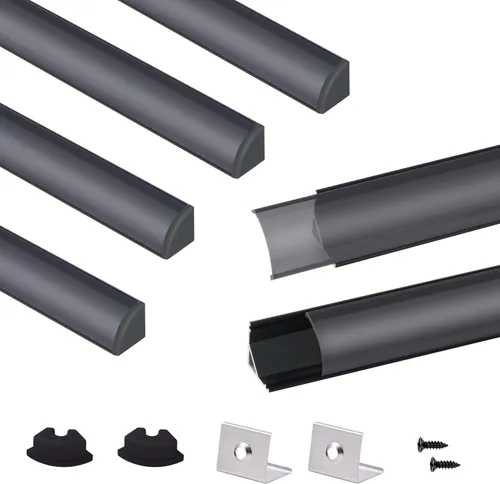 Miniatura 10 de VST Paquete de 10 canales LED de 3.3 pies, canal difusor LED en forma de V, sistema de canales de aluminio LED con cubierta lechosa, tapas finales