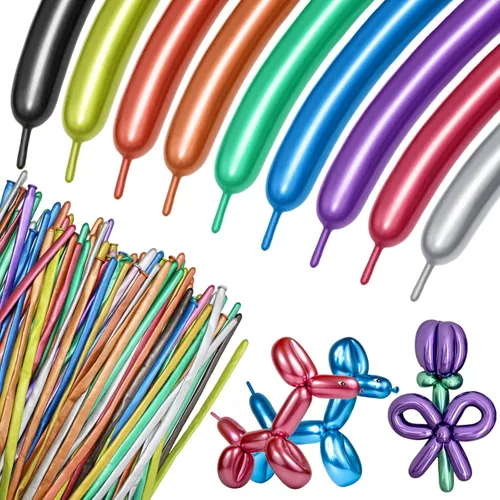 Miniatura 29 de Globos negros de 260 globos negros de látex grueso de 260q para modelo animal, 100 globos largos giratorios para regalos de Navidad de Halloween