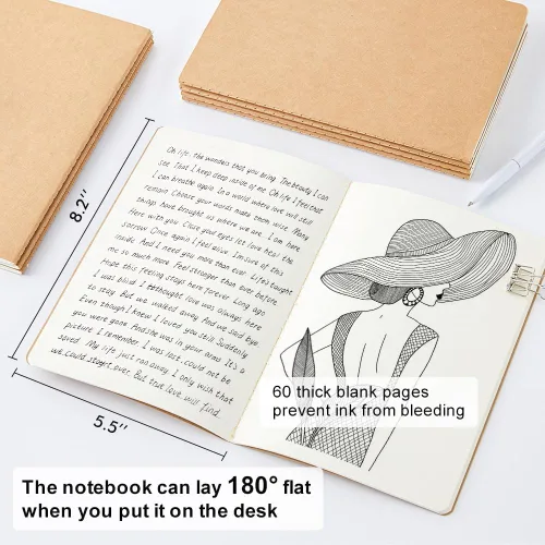 Miniatura 2 de feela Paquete de 8 cuadernos de papel kraft sin forro, bloc de notas en blanco para dibujar y escribir, cuaderno de bocetos pequeño diario de viaje