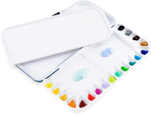 Miniatura 3 de Transon - Paleta de acuarela plegable con tapa de 18 cavidades, 2 áreas de mezcla y 1 bandeja de mezcla grande. También para paleta de pintura