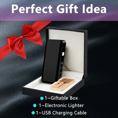 Miniatura 6 de Encendedor eléctrico recargable con arco de llama grande, tipo C, plasma, resistente al viento, encendedor fresco con chip inteligente