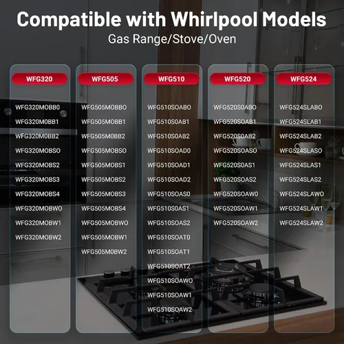 Miniatura 5 de Reemplazos de Pomos de Estufa de Gas W10339442 Mejorados para Gama de Gas Whirlpool, Reemplaza WPW10339442VP, 2311008, AP6019877, PS11753188
