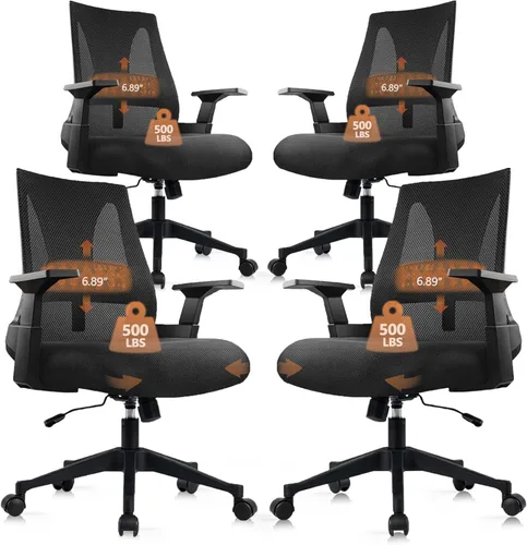 Miniatura 26 de CLATINA Silla de oficina grande y alta de 500 libras, sillas ergonómicas de malla resistente con soporte lumbar ajustable y asiento ancho y cómodo
