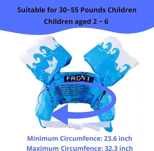 Miniatura 3 de Chaleco de natación para niños y niñas de 22 a 66 libras - Chaleco de natación, chaquetas, flotadores, flotadores de brazo, compañero de Azul ballena