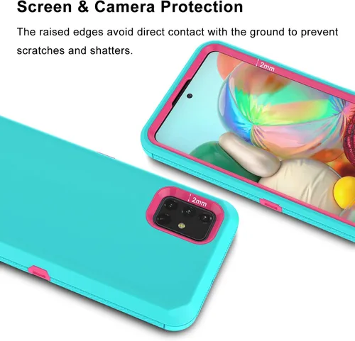 Miniatura 5 de Funda para Galaxy A51 4G (no compatible con la versión A51 5G), a prueba de golpes, resistente, resistente, de goma de plástico duro, 2 capas, funda