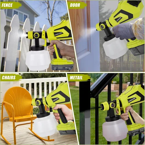 Miniatura 3 de Rociador de pintura inalámbrico para batería Ryobi de 18 V, pistola rociadora de pintura para pintura de casa, contenedor de 40.6 fl oz de pintura