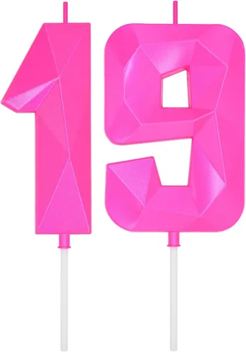 Miniatura 305 de DERVENTA Velas de cumpleaños con números grandes, 3D, color rosa, 3.7 pulgadas, decoración para tartas de fiesta, 1 pieza (número 3 rosa)
