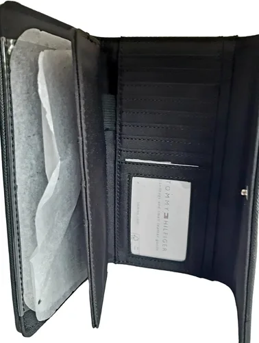 Miniatura 3 de Tommy Hilfiger Cartera con cremallera para mujer con múltiples compartimentos de almacenamiento, Negro -, Americana