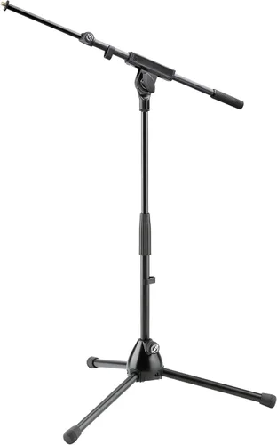 K&M König & Meyer 25977.500.55 - Soporte de micrófono - Brazo telescópico ajustable de 2 piezas - Altura de bajo nivel más corta con base de pierna