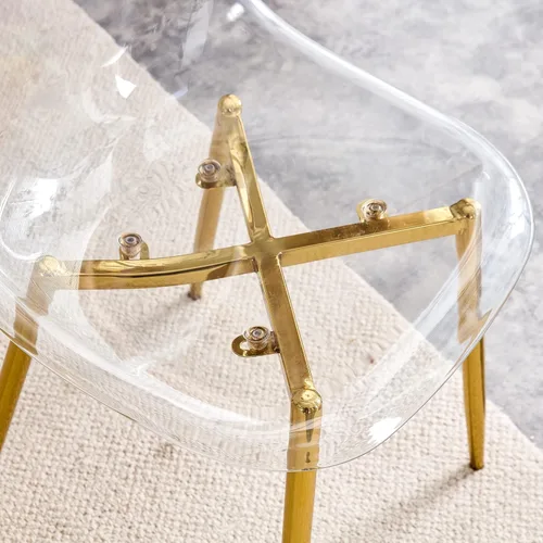 Miniatura 6 de Juego de 4 sillas de comedor transparentes, sillas de acrílico transparente con patas de metal, sillas de cocina modernas, ideales para mostrador