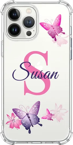 Miniatura 10 de Funda Transparente de Cristal con Nombre Personalizado e Inicial, Compatible con iPhone 16 Pro Max 15 Plus 14 13 12 11 Xs Max XR 8 7 6 Plus 11 Mini