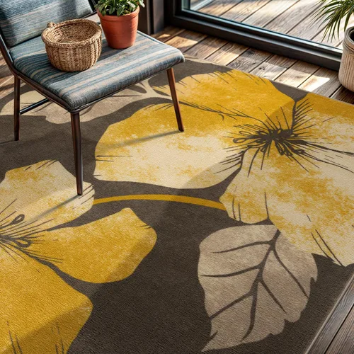 Miniatura 30 de CAMILSON Solana - Alfombra moderna con diseño floral de 2 x 3 pies, antideslizante y parte trasera de goma, negro - flores grises, alfombra
