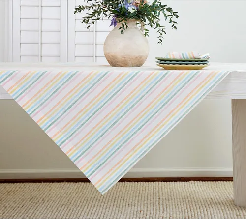 Miniatura 43 de Solino Home Mantel de lino 100 % puro de 52 x 52 pulgadas, mantel cuadrado de aguacate y blanco de rayas estrechas, hecho a mano, lavable a máquina