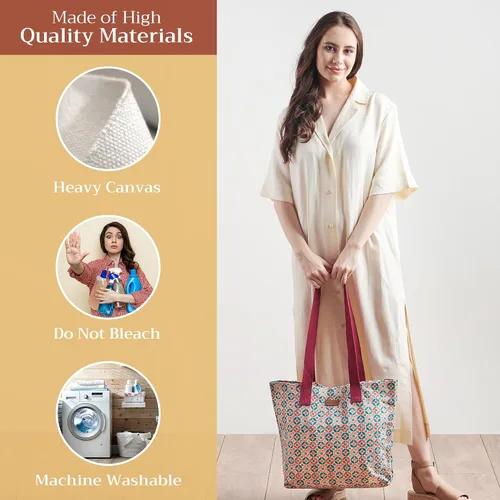 Miniatura 3 de Maison d' Hermine - Bolsa de lona de algodón reutilizable para mujeres, con asa para el hombro, bolsas a granel para compras y viajes