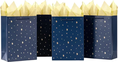 Miniatura 13 de 10 bolsas de regalo con papel de seda de 8 x 4 x 11 pulgadas. Kraft 8